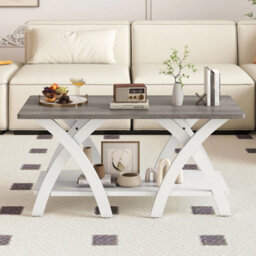 Farmhouse Wooden Accent Table With Storage Shelf Grey - thumbnail 6