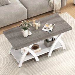 Farmhouse Wooden Accent Table With Storage Shelf Grey - thumbnail 3