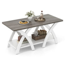 Farmhouse Wooden Accent Table With Storage Shelf Grey - thumbnail 5