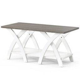 Farmhouse Wooden Accent Table With Storage Shelf Grey - thumbnail 4