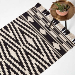 Homescapes Dinan Black & White Kilim Cotton Rug 90 X 150 Cm - thumbnail 1