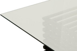 Orsina Matte Black Dining Table, Rectangle Clear Glass Top Dining Room Table, Stainless Steel Base Kitchen Table - thumbnail 4