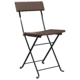 Berkfield Folding Bistro Chairs 2 Pcs Brown Poly Rattan And Steel - thumbnail 3