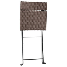 Berkfield Folding Bistro Chairs 2 Pcs Brown Poly Rattan And Steel - thumbnail 7