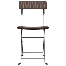 Berkfield Folding Bistro Chairs 2 Pcs Brown Poly Rattan And Steel - thumbnail 4