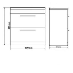 Clifton Bathroom 2-Drawer Floor Standing Vanity Unit With Ceramic Basin 800mm Wide - Silver Oak  - Brassware Not Included - thumbnail 3