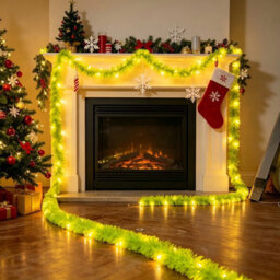 Amorly 2 Pack Christmas Led Wreath String Lights 3M 30Led Battery Powered Green Decorative Ribbon Lights For Christmas Party Home Window - thumbnail 4