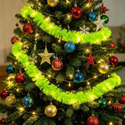 Amorly 2 Pack Christmas Led Wreath String Lights 3M 30Led Battery Powered Green Decorative Ribbon Lights For Christmas Party Home Window - thumbnail 2