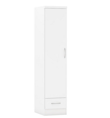 Seconique Nevada 1 Door 1 Drawer Wardrobe White Gloss Finish - image 1