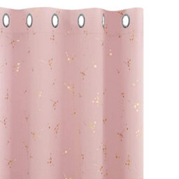 Deconovo Blackout Eyelet Curtains Constellation Gold Printed Curtains For Baby Nursery, 46 X 90 Inch(W X L), Coral Pink, 2 Panels - thumbnail 1