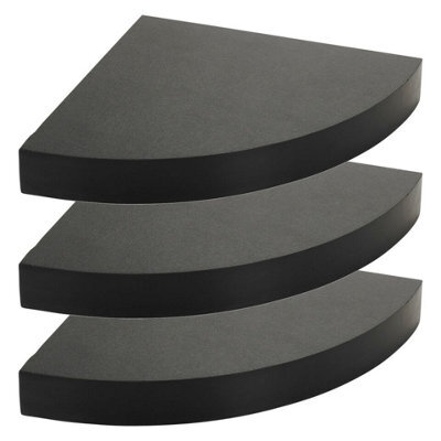 Urbn-Living Urbnliving Height 25Cm Set Of 3 Floating Black Wooden Wall Mount Corner Shelves Mdf Shelf Display For Books And Storage - image 1