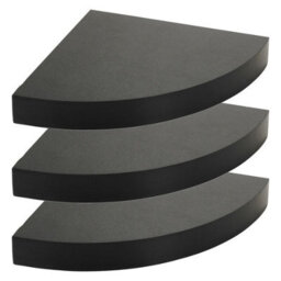 Urbn-Living Urbnliving Height 25Cm Set Of 3 Floating Black Wooden Wall Mount Corner Shelves Mdf Shelf Display For Books And Storage - thumbnail 1