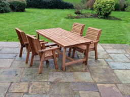 Churnet Valley Garden Furniture Ltd Valley 4 Seat Set 4Xc Table - Timber - L220 X W330 X H95 Cm - Garden Furniture - Minimal Assembly Required - thumbnail 2