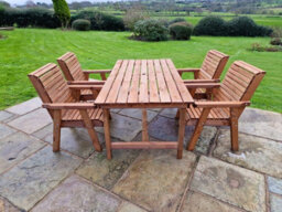 Churnet Valley Garden Furniture Ltd Valley 4 Seat Set 4Xc Table - Timber - L220 X W330 X H95 Cm - Garden Furniture - Minimal Assembly Required - thumbnail 4