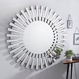 Furniturebox Starburst Large 120Cm 3D Silver Round Sunburst Modern Hallway Bedroom Dining And Living Room Mirror