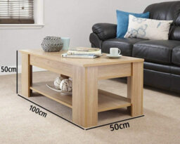 Spot On Dealz Lift Up Coffee Table With Storage Adjustable Height Dining Coffee Tables For Living Room Wooden - thumbnail 3
