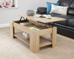 Spot On Dealz Lift Up Coffee Table With Storage Adjustable Height Dining Coffee Tables For Living Room Wooden - thumbnail 2