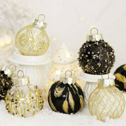 Living And Home 25Pcs Gold And Black Christmas Decoration Set Xmas Ornament Christmas Tree Baubles - thumbnail 2