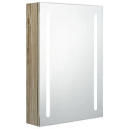 Berkfield Led Bathroom Mirror Cabinet Oak 50X13X70 Cm - thumbnail 2