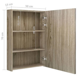 Berkfield Led Bathroom Mirror Cabinet Oak 50X13X70 Cm - thumbnail 8