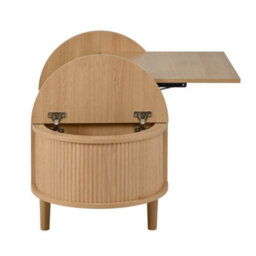 Abrihome Oval Adjustable Coffee Table With Storage, Vintage Style Living Room Table With Solid Wood Legs - thumbnail 5