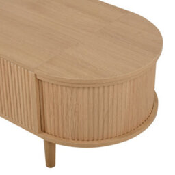 Abrihome Oval Adjustable Coffee Table With Storage, Vintage Style Living Room Table With Solid Wood Legs - thumbnail 3