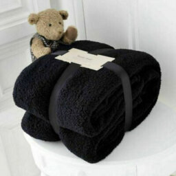 TheWhiteWater Limited Blanket Throw Teddy Bear Flannel Fleece Fluffy Fur Super Soft - Double 150 X 200 Cm - Black - thumbnail 2