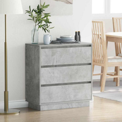 Berkfield Bedside Cabinet With Led Concrete Grey 71X34,5X75 Cm Engineered Wood - image 1