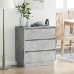 Berkfield Bedside Cabinet With Led Concrete Grey 71X34,5X75 Cm Engineered Wood - thumbnail 1