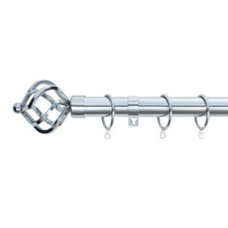 A.unique Home Twisted Metal Extendable Curtain Pole With Rings And Fittings (25/28mm) - Nickel, 120Cm - 220Cm Approx - thumbnail 1