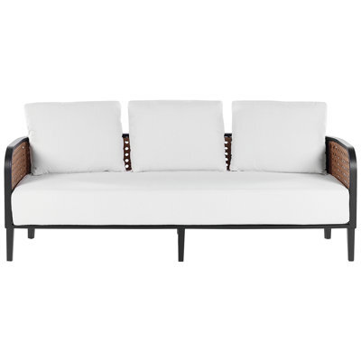 Wyld And Coco 3-Seater Garden Sofa Set, Black Aluminium Frame, Off-White Cushions With Coffee Table - image 1