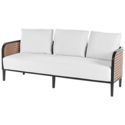 Wyld And Coco 3-Seater Garden Sofa Set, Black Aluminium Frame, Off-White Cushions With Coffee Table - thumbnail 5
