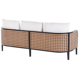 Wyld And Coco 3-Seater Garden Sofa Set, Black Aluminium Frame, Off-White Cushions With Coffee Table - thumbnail 6