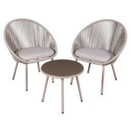 Dellonda Como 3 Piece Steel Bistro Set With Tempered Glass Top, Grey - Dg55 - thumbnail 1