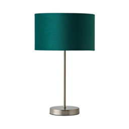 Valuelights Charles Brushed Chrome Table Lamp With Green Velvet Shade - thumbnail 2