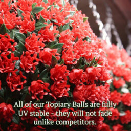 Best Artificial 23Cm Red Rose Hanging Basket Flower Topiary Ball - Suitable For Outdoor Use - Weather & Fade Resistant - thumbnail 5