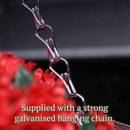 Best Artificial 23Cm Red Rose Hanging Basket Flower Topiary Ball - Suitable For Outdoor Use - Weather & Fade Resistant - thumbnail 6