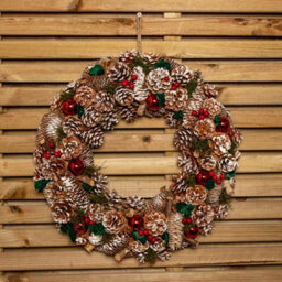 Samuel Alexander 50Cm Hanging Christmas Yulefest Wreath With Red Baubles & Snow Tipped Pine Cones - thumbnail 7