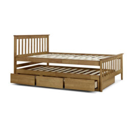 Malvern Oak Finish 3 Drawer Double Wooden Storage Bed With Trundle Underbed - thumbnail 7