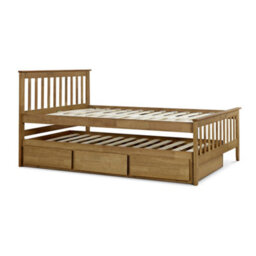 Malvern Oak Finish 3 Drawer Double Wooden Storage Bed With Trundle Underbed - thumbnail 6