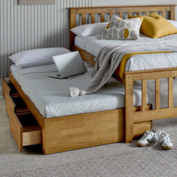 Malvern Oak Finish 3 Drawer Double Wooden Storage Bed With Trundle Underbed - thumbnail 5