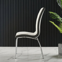 Furnizone UK Set Of 2 Dining Chairs - Vienna Modern Dining Chairs - White Faux Leather Chrome Legs Dining Chairs - Kitchen Dining Room Chairs - thumbnail 3