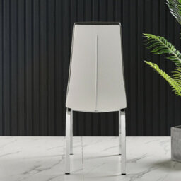 Furnizone UK Set Of 2 Dining Chairs - Vienna Modern Dining Chairs - White Faux Leather Chrome Legs Dining Chairs - Kitchen Dining Room Chairs - thumbnail 4