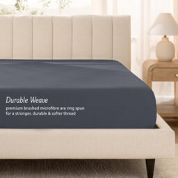 Oxford Homeware Charcoal Plain Dyed Fitted Sheet 25Cm Extra Deep Pocket Soft Easy Care Bedding Sheet (W)152Cmx(L)200Cm (King) - thumbnail 3