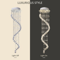 Homcom Modern Crystal Droplet Ceiling Light Stainless Steel Bedroom Hallway - thumbnail 5