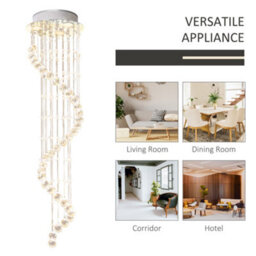 Homcom Modern Crystal Droplet Ceiling Light Stainless Steel Bedroom Hallway - thumbnail 7