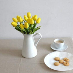 Artificial Tulip, Faux Holland Style, Mini Tulip, Real Touch Flowers, 24 Pieces For Diy Wedding Decoration, Home Party (Yellow) - thumbnail 3
