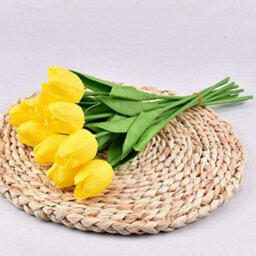 Artificial Tulip, Faux Holland Style, Mini Tulip, Real Touch Flowers, 24 Pieces For Diy Wedding Decoration, Home Party (Yellow) - thumbnail 2