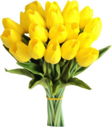 Artificial Tulip, Faux Holland Style, Mini Tulip, Real Touch Flowers, 24 Pieces For Diy Wedding Decoration, Home Party (Yellow) - thumbnail 1