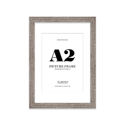 A2 Walnut Ornate Picture Frame (59.4 X 42Cm) With Mount For A3 Poster, Photo, Artwork, Gallery Wall Or Print - image 1